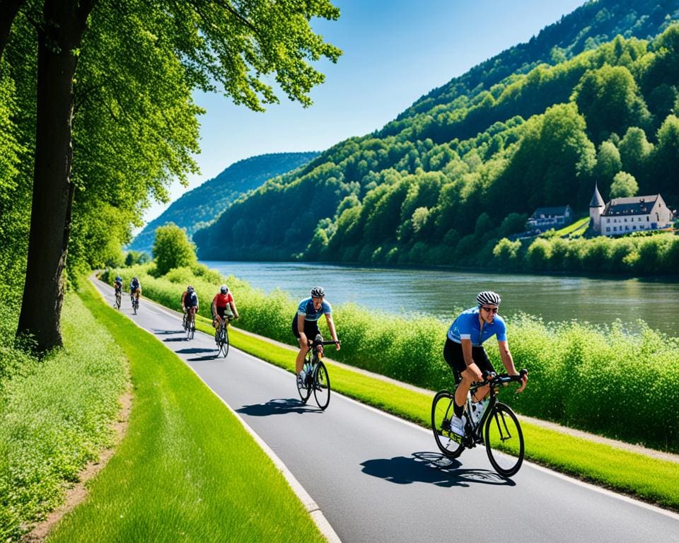 Fietsen langs de Rijn in Duitsland