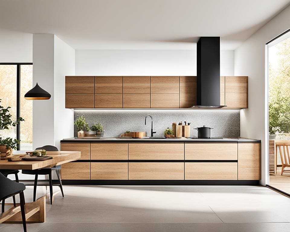 moderne keuken met natuurlijke materialen en smart kitchens